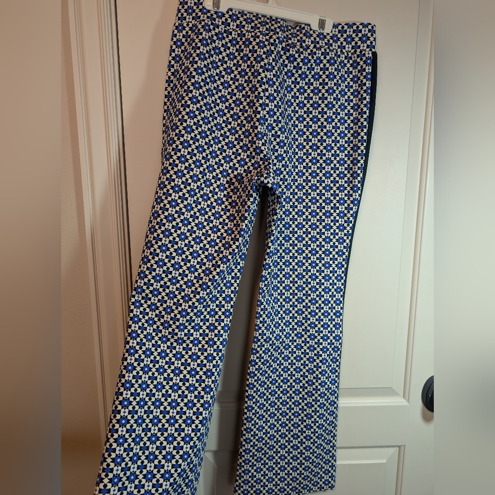 Maeve pull-on bootcut pants, blue motif, Size M petite NWOT
